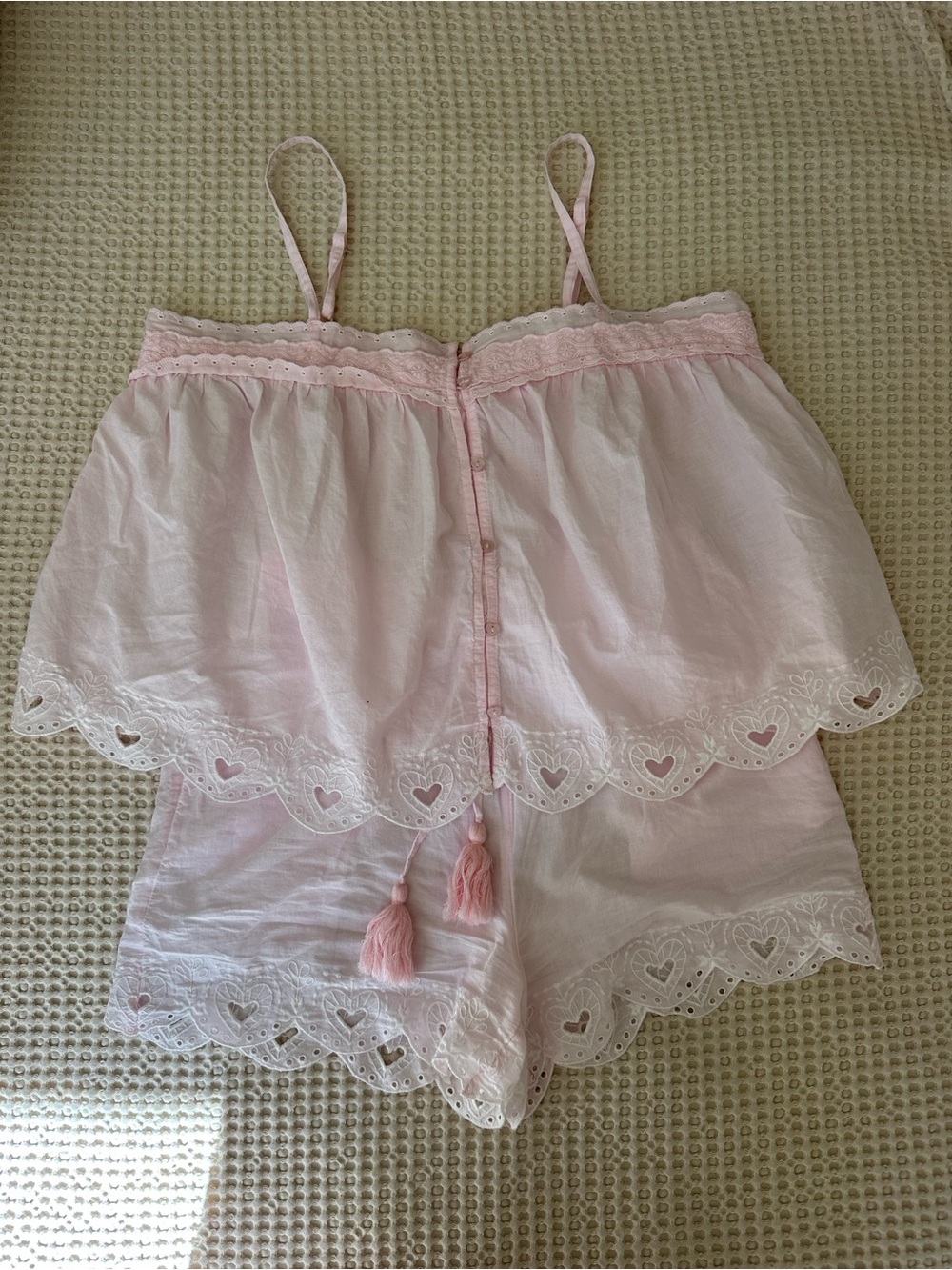 Shabby Chic Pink Lace-Trim Sleep Cami & Shorts Set
